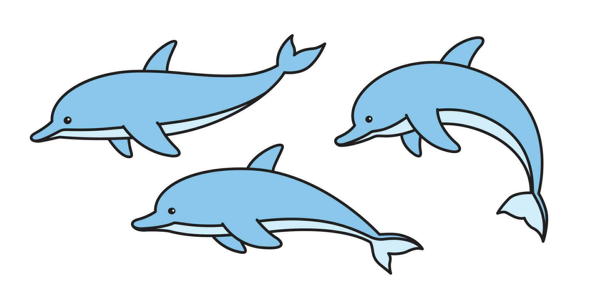 dolphin vector cartoon character icon logo fish shark whale illustration symbol doodle