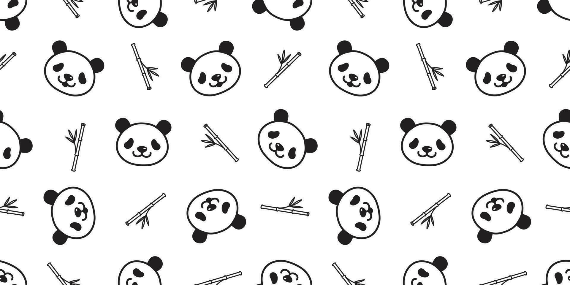 bear seamless pattern panda vector polar bear teddy bamboo scarf isolated tile background cartoon repeat wallpaper doodle illustration