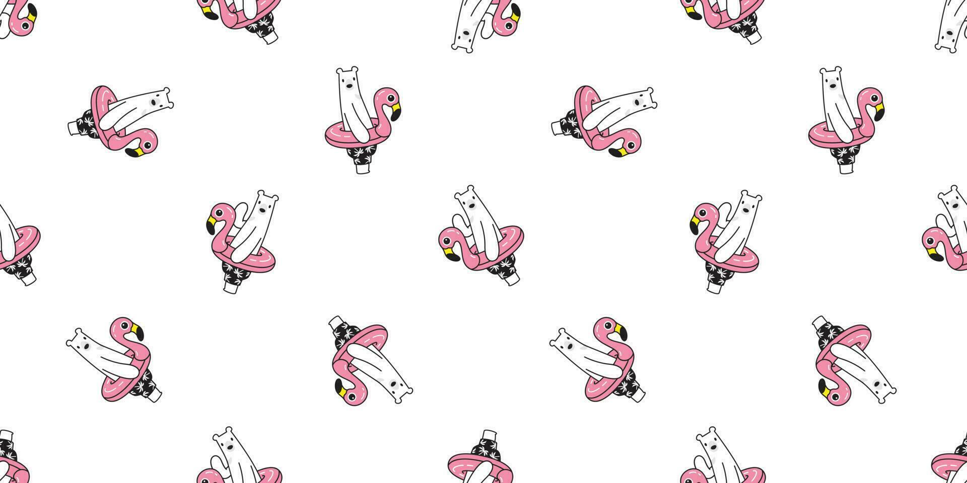 Bear seamless pattern vector polar bear Flamingo swimming ring beach summer scarf isolated cartoon illustration repeat wallpaper tile background pink