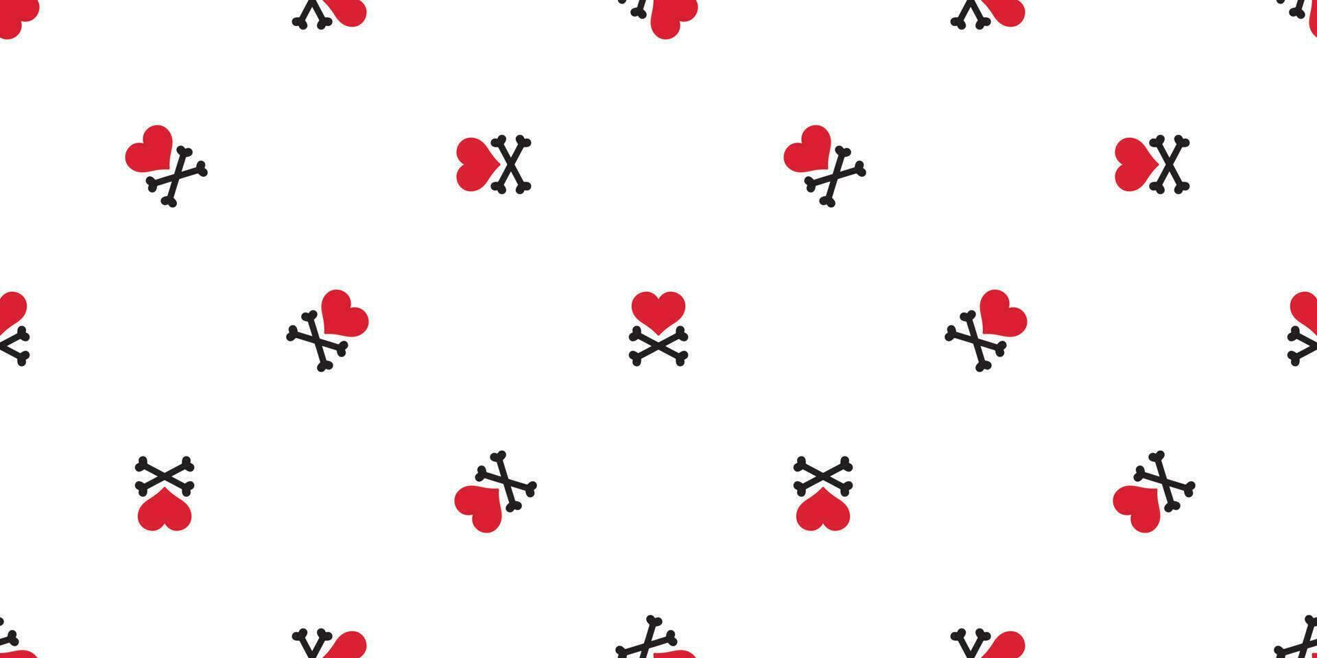 Heart seamless pattern cross bone vector Valentine Halloween isolated background wallpaper red