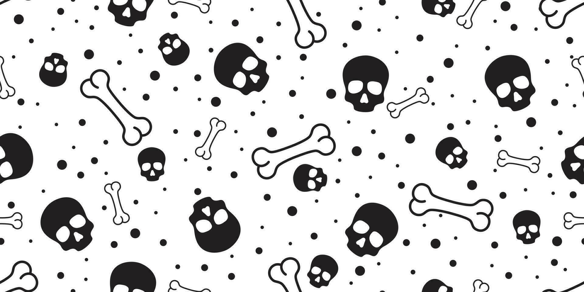 Skull seamless pattern Halloween vector bone Crossbones pirate Ghost polka dot scarf isolated tile background illustration repeat wallpaper
