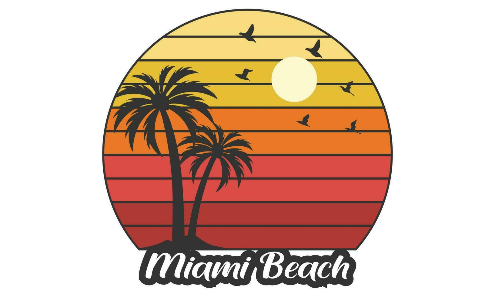 Miami Beach Summer T-shirt Design Vector Illustration and apparel vector design, print, typography, poster, emblem with palm trees. With Surfing Man, Vector Print Design Artwork, Surf T-shirt