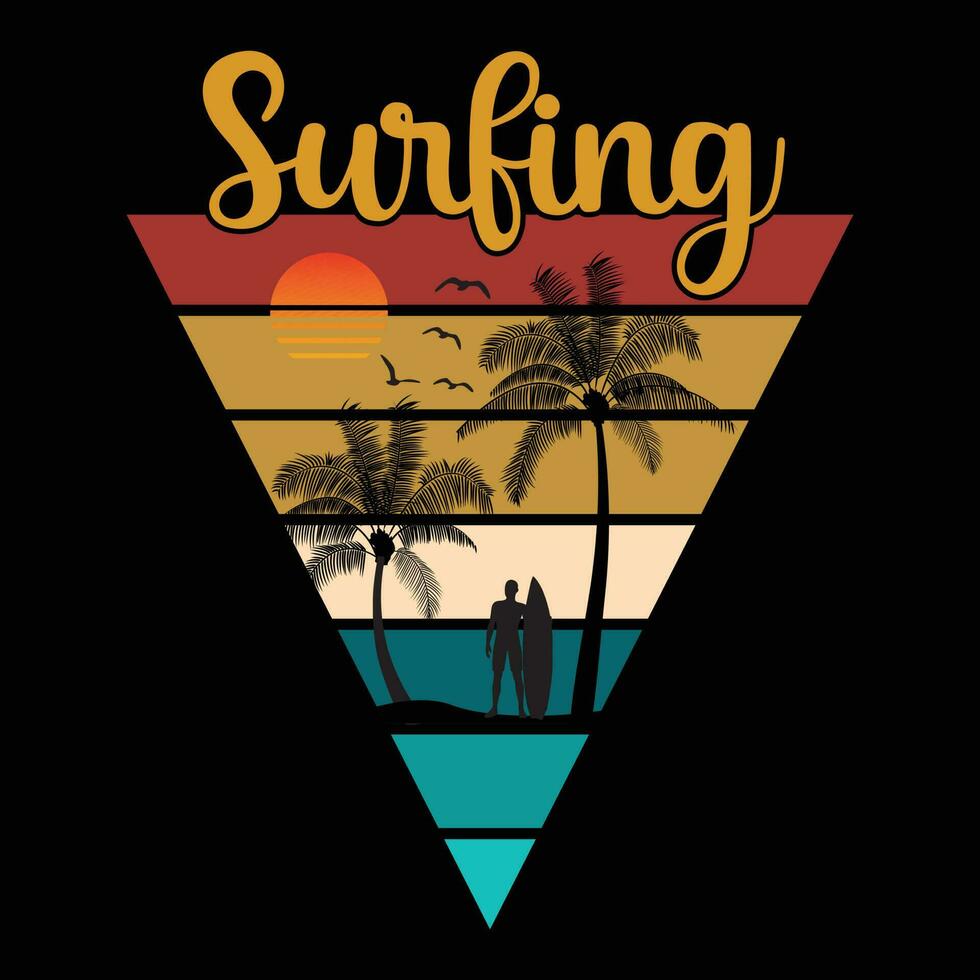 Surfing T-shirt Design Vector Illustration