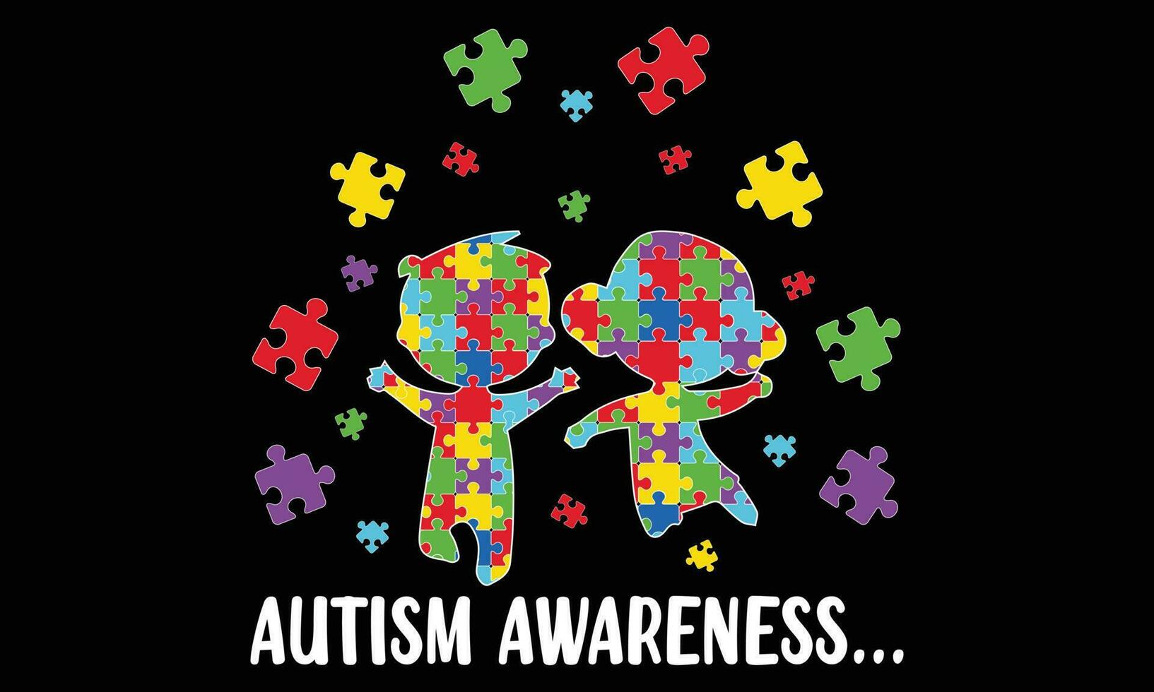 Autism Awarneness T-shirt Design Vector Illustratiion- Autism T-shirt Design Concept. All Designs Are Colorful And Created Using Ribbon, Puzzles, Love, Etc.Autism Background, Banner, Poster