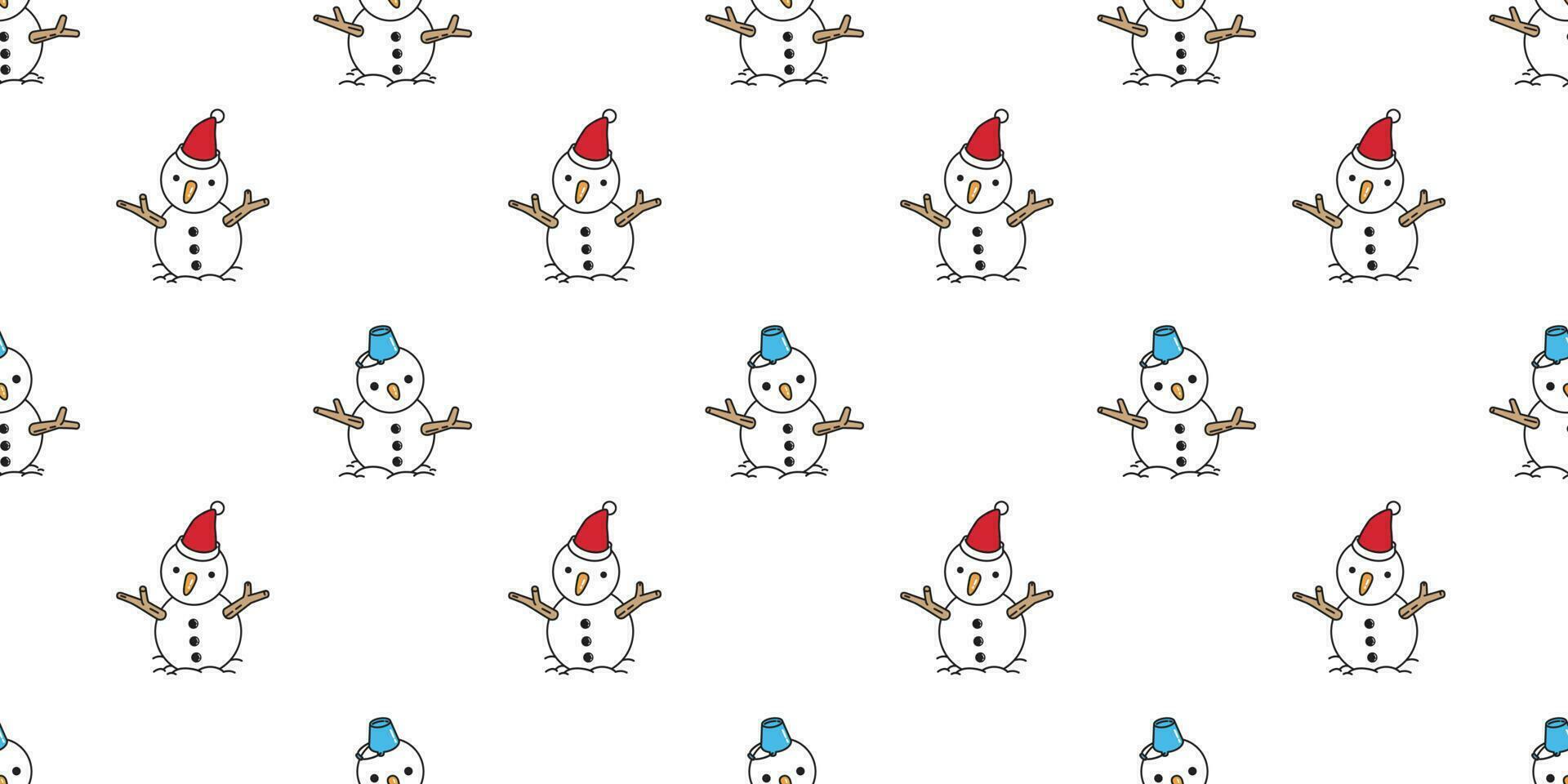 Snowman seamless pattern Christmas vector Santa Claus Xmas snow polar bear cartoon scarf isolated tile background repeat wallpaper