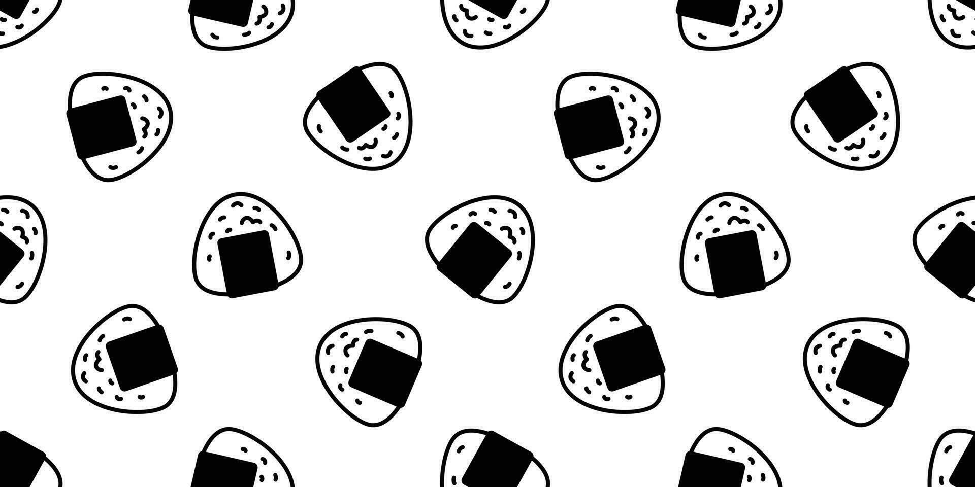 onigiri sin costura modelo vector Sushi japonés comida bufanda aislado loseta antecedentes dibujos animados ilustración repetir fondo de pantalla