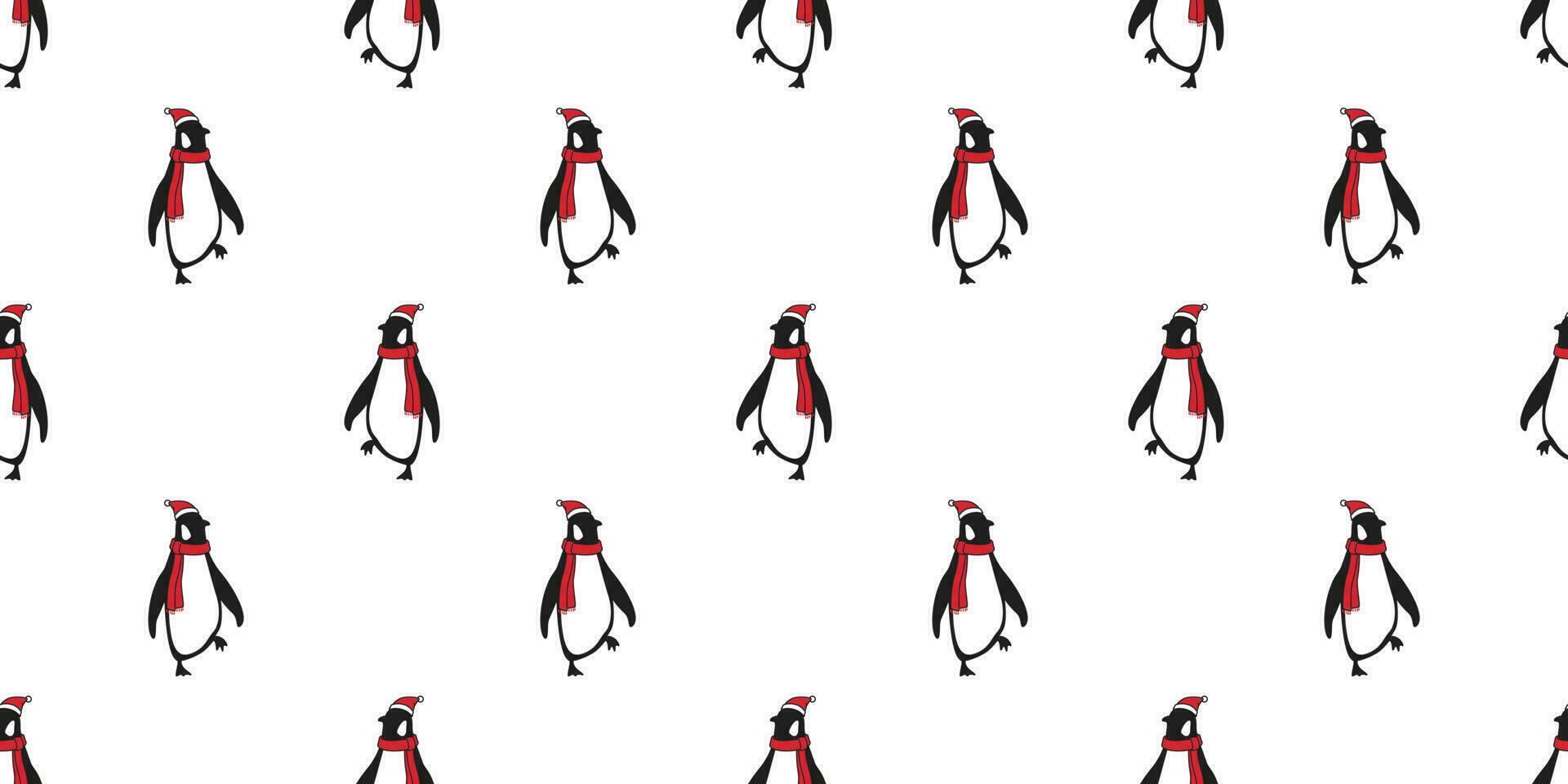 pingüino sin costura modelo vector Navidad Papa Noel claus sombrero Navidad oso polar dibujos animados bufanda aislado loseta antecedentes repetir fondo de pantalla ilustración