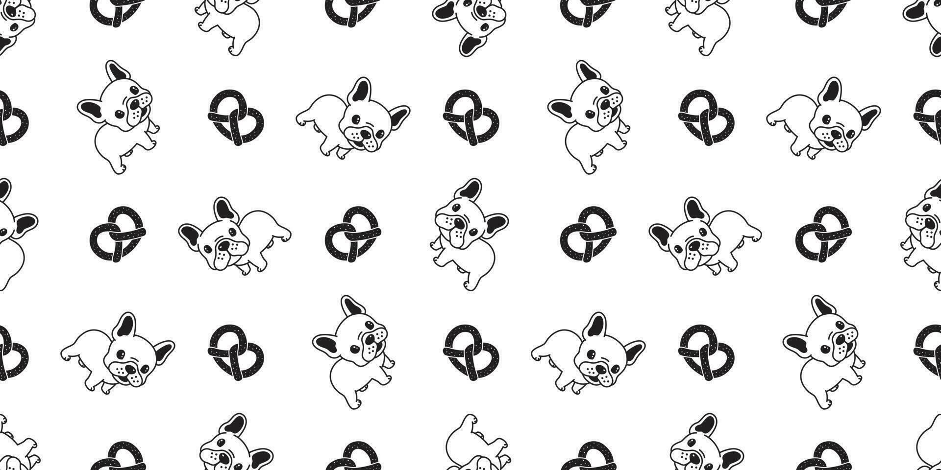 Dog seamless pattern vector french bulldog pretzel tile background scarf isolated repeat wallpaper illustration cartoon dog breed