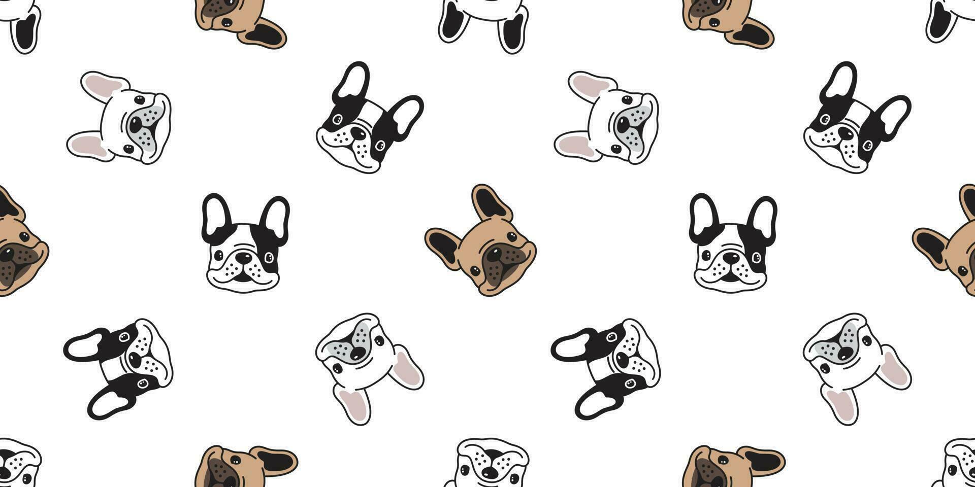 Dog seamless pattern vector french bulldog tile background scarf isolated repeat wallpaper illustration cartoon dog breed