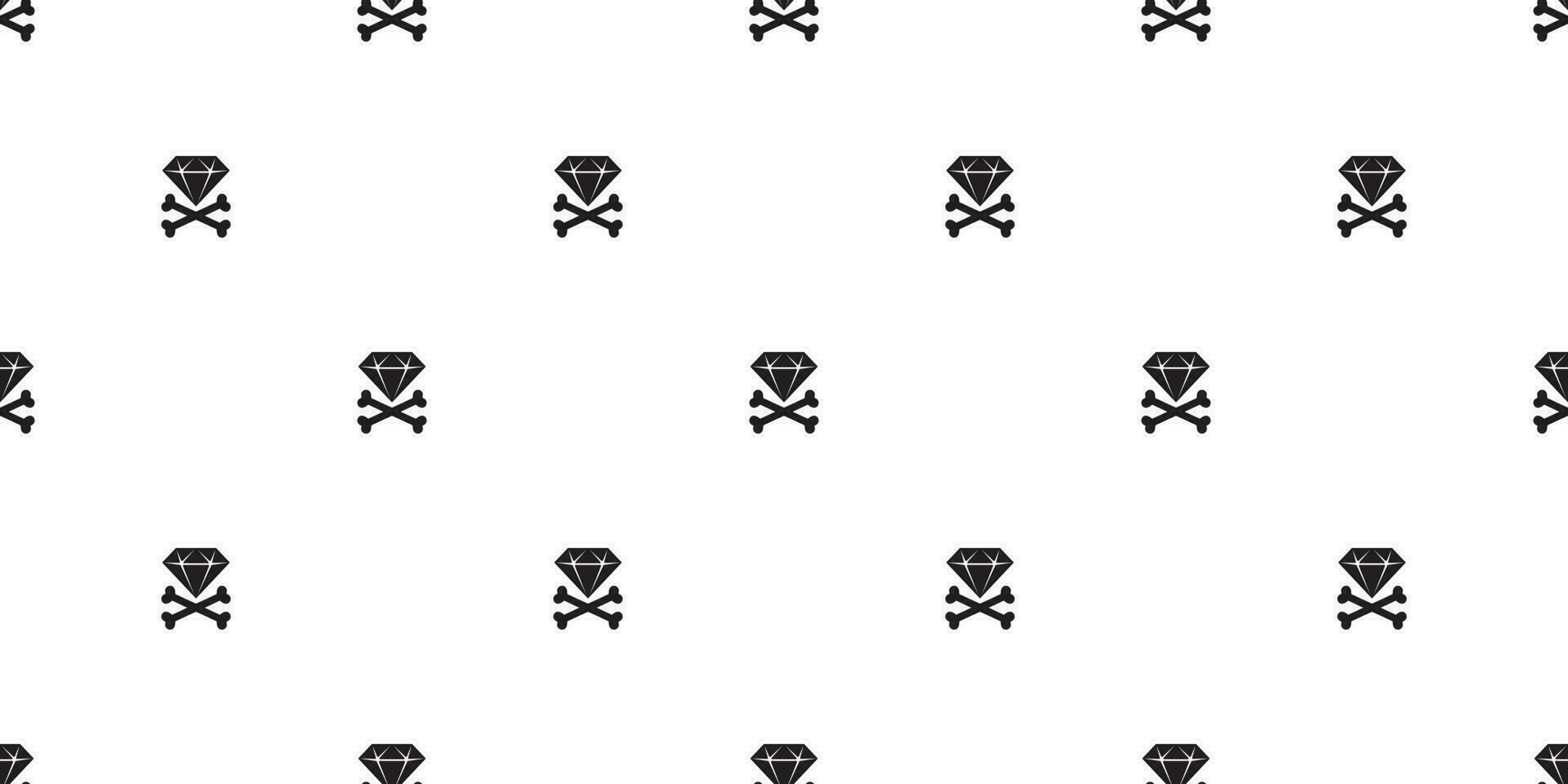pirate cross bone seamless pattern diamond vector Halloween skull scarf isolated tile background repeat wallpaper