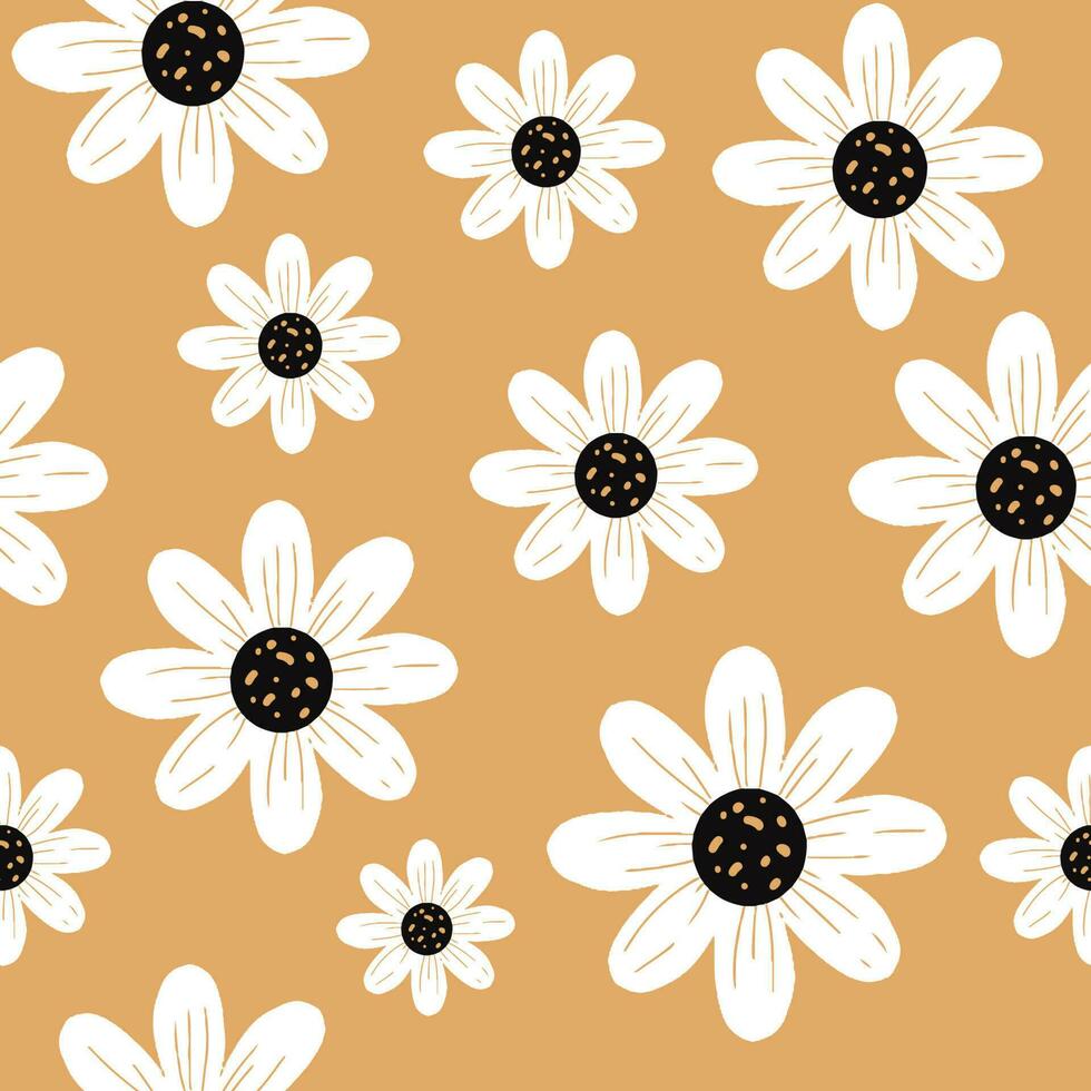 Seamless Orange Flower backgrounds. Hand drawn various shapes and Flower objects. Can be used for printing needs and other digital needs. Contemporary modern trendy vector illustrations.