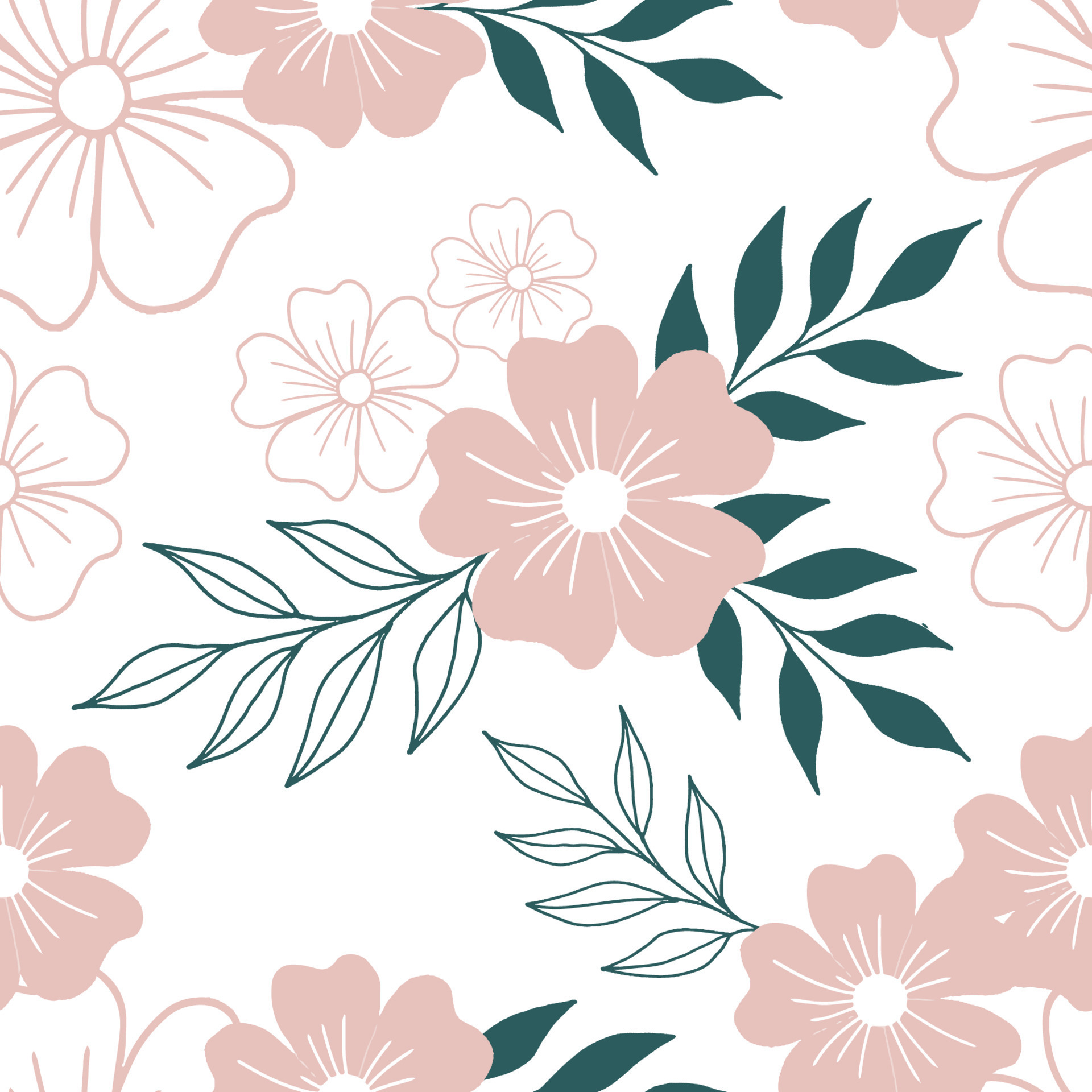 Pastel summer floral digital seamless pattern for fabrics and