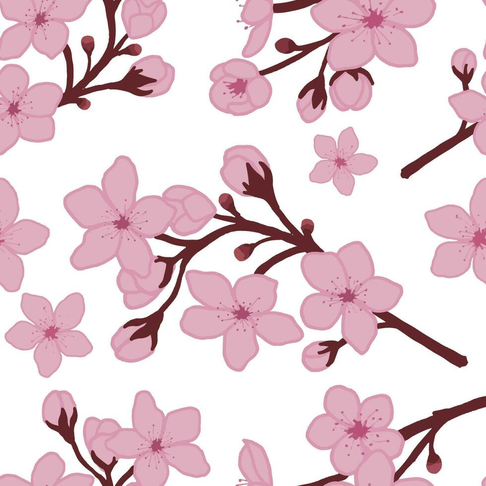 Cereza florecer sin costura patrones. frio resumen y floral diseño. para Moda telas, niños ropa, hogar decoración, acolchado, camisetas, tarjetas y plantillas, álbum de recortes y otro digital necesidades vector