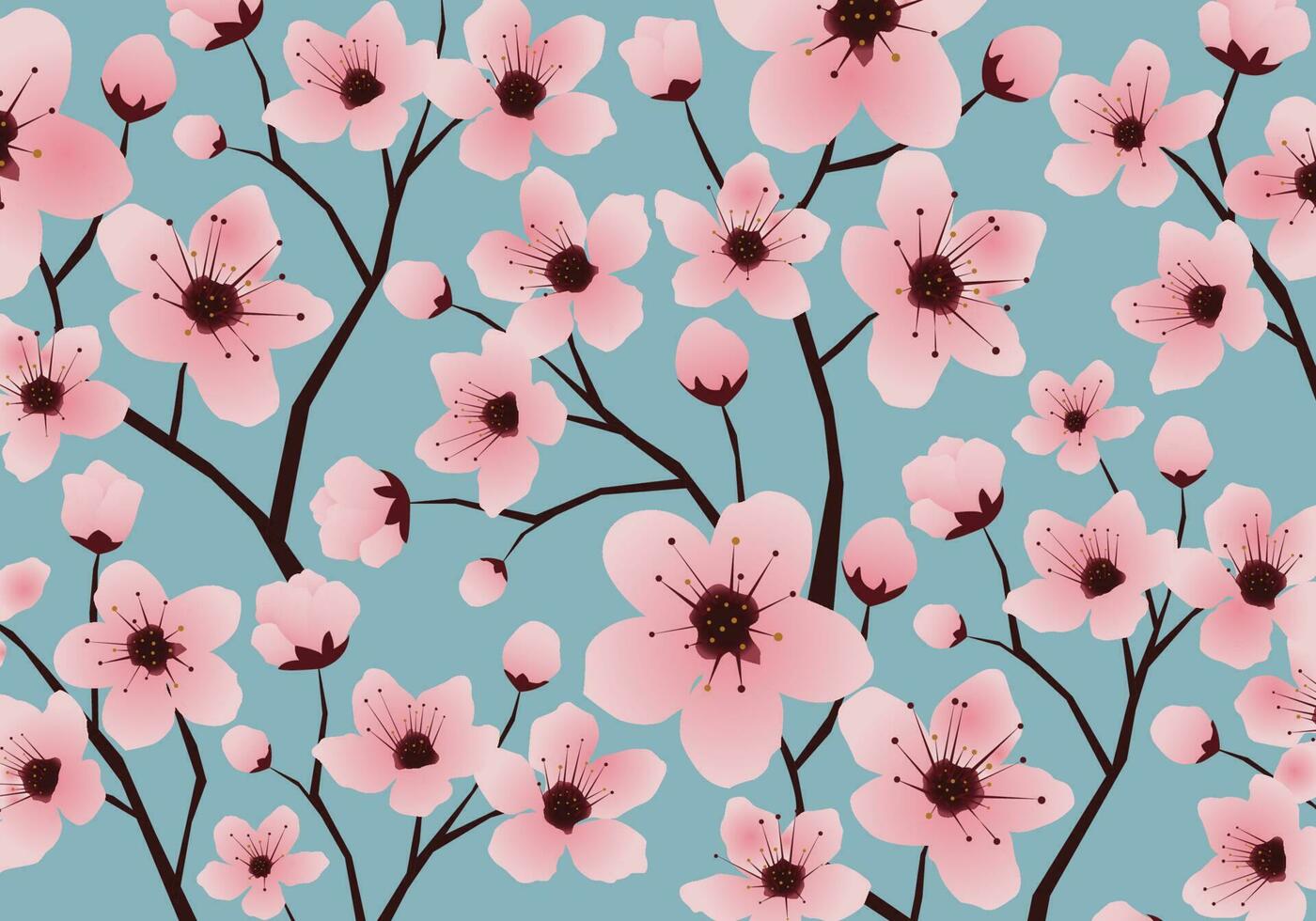 Cherry blossom  Japanese Sakura Flower Seamless Pattern vector