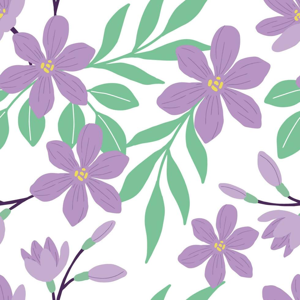 Trendy Purple Flower seamless patterns. Cool abstract and floral design. For fashion fabrics, kids clothes, home decor, quilting, T-shirts, cards and templates, scrapbook and other digital needs vector