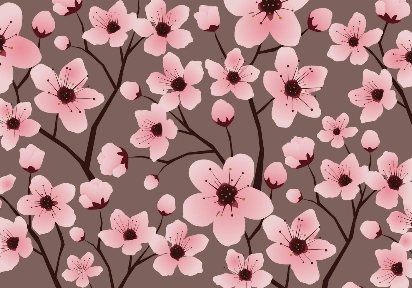 Cherry blossom  Japanese Sakura Flower Seamless Pattern vector