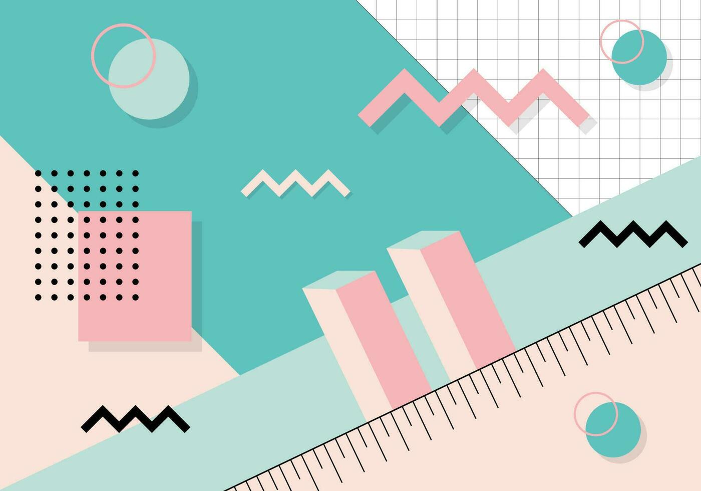 Colorful geometric background template banner and Memphis Design with Modern unique shape vector