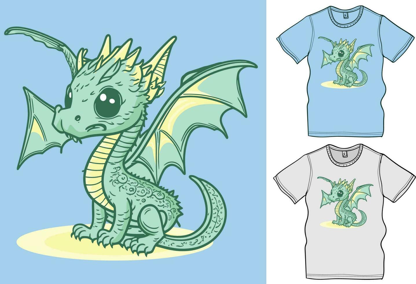 Cute Baby Dragon Vector Illustration