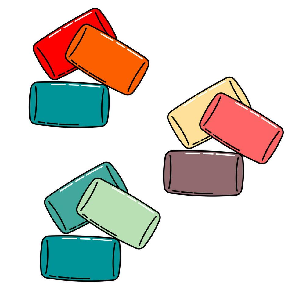 conjunto de masticación chicle. vector ilustrador vibrante colores, pastel colores.
