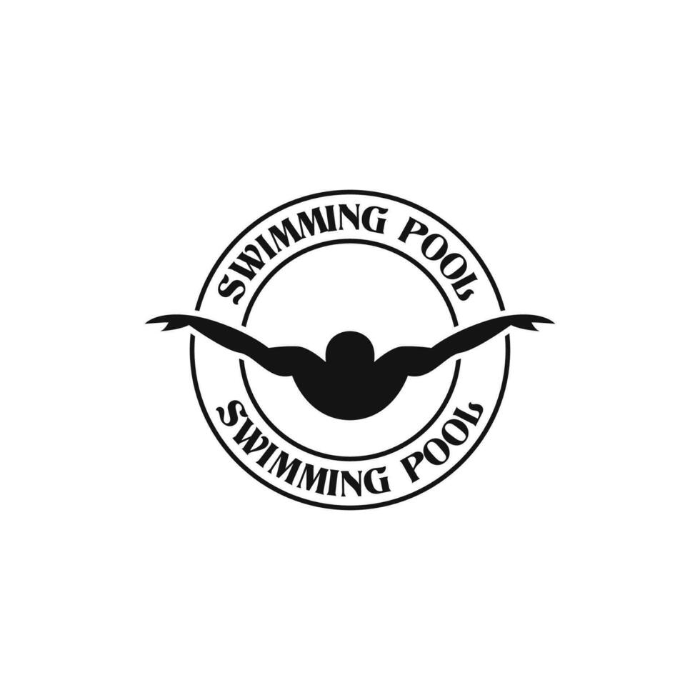 Creative swimming sport emblem logo design vector illustration idea