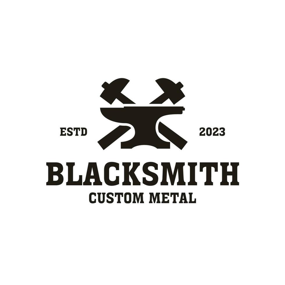 Creative vintage blacksmith logo design illustration idea vector