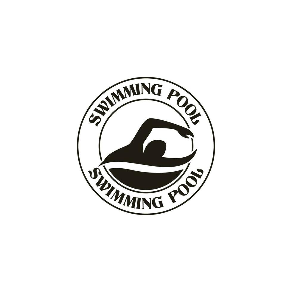 Creative swimming sport emblem logo design vector illustration idea