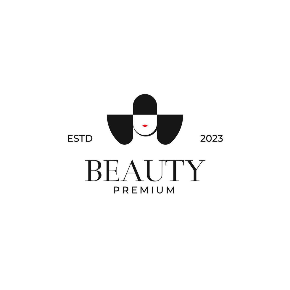 Creative woman with hat icon for beauty logo design illustration idea vector