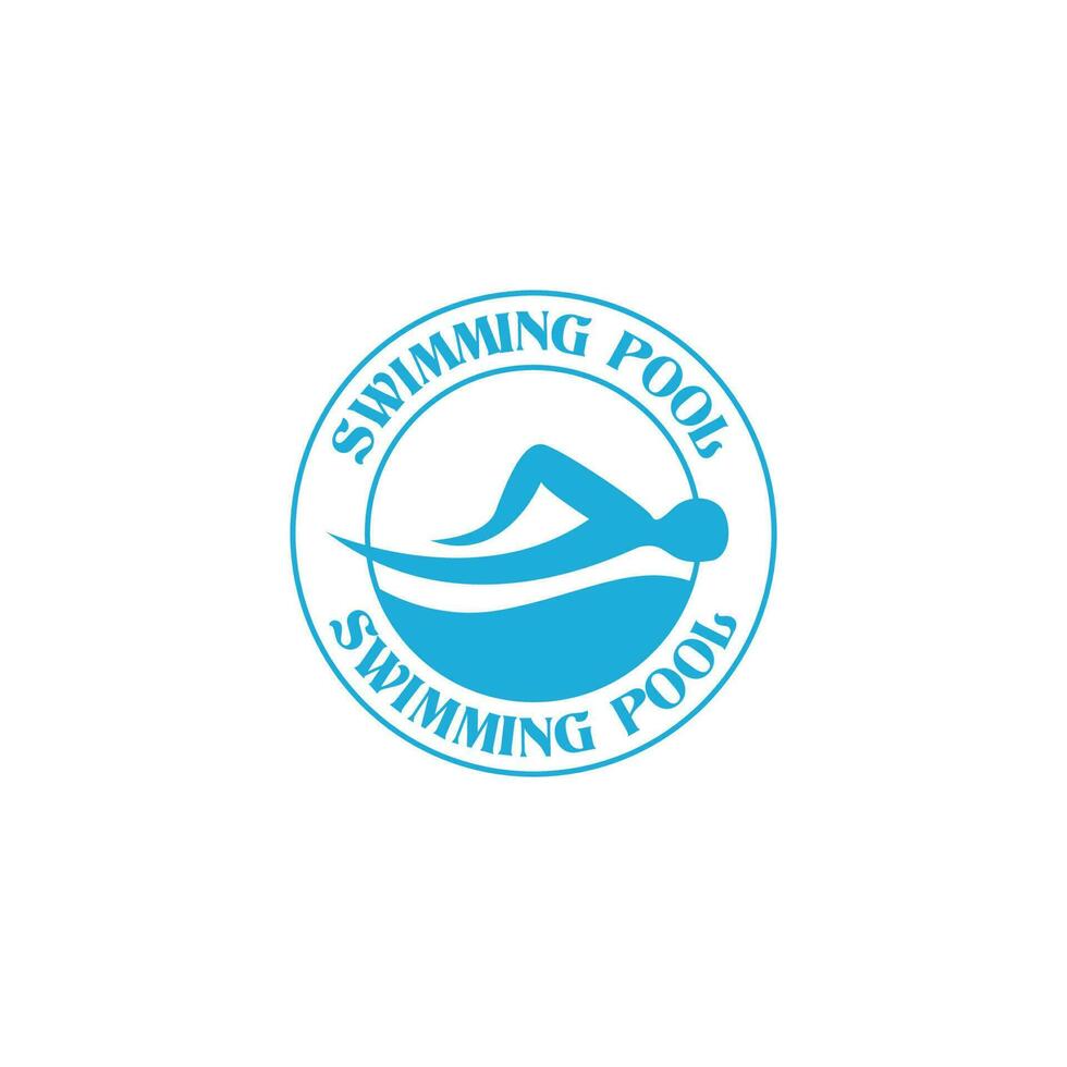 Creative swimming sport emblem logo design vector illustration idea