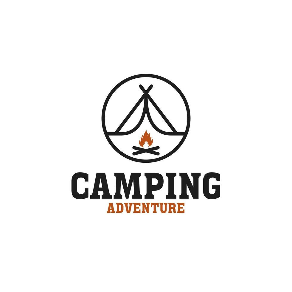 creativo al aire libre logo de cámping y aventuras viaje vacaciones bosque diseño ilustración idea vector