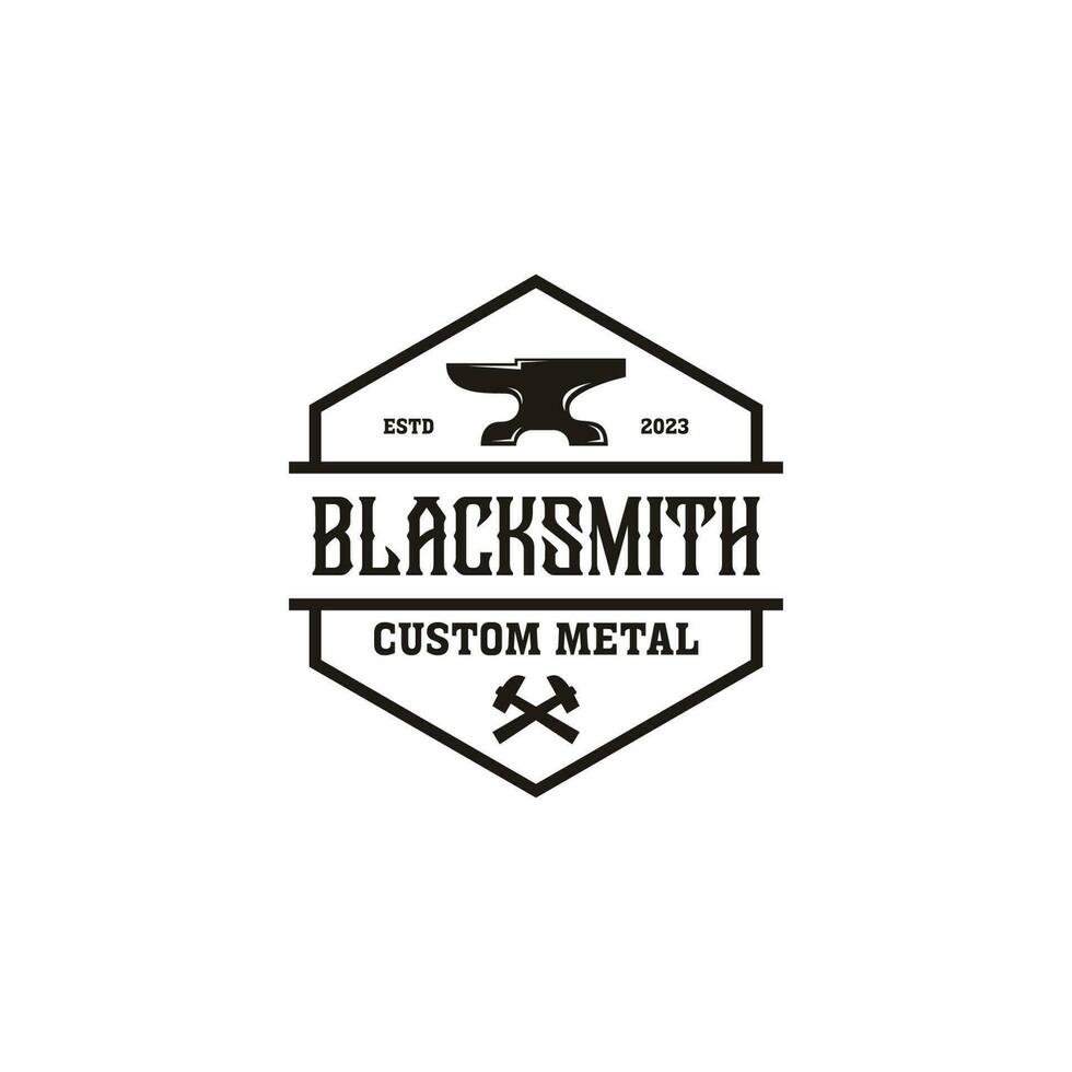 Creative vintage blacksmith logo design illustration idea vector