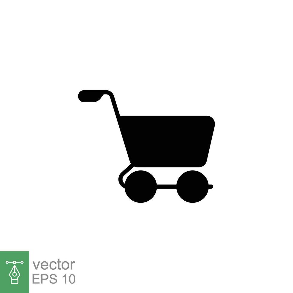 Trolley icon. Simple solid style. Shop, supermarket, cart, online, store, buy, basket, business concept. Black silhouette, glyph symbol. Vector illustration isolated on white background. EPS 10.