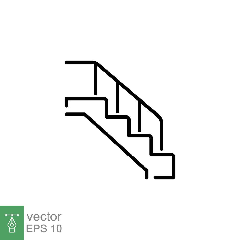 Stairs icon. Simple outline style. Stair, staircase, floor, ladder, stairway, step, safety concept. Thin line symbol. Vector illustration isolated on white background. EPS 10.