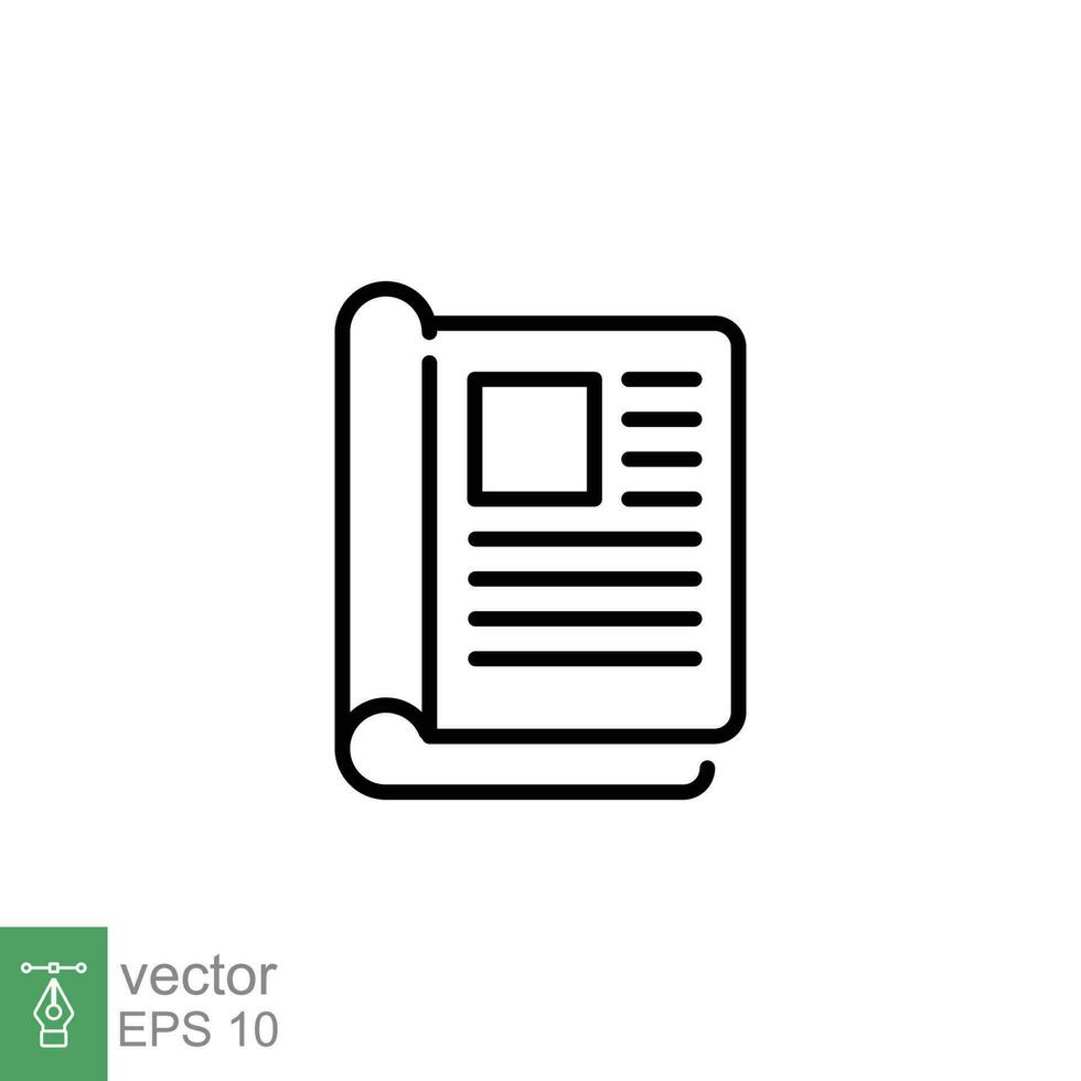 Print ad icon. Simple outline style. Advertisement, magazine, press, newspaper, paper, business concept. Thin line symbol. Vector illustration isolated on white background. EPS 10.