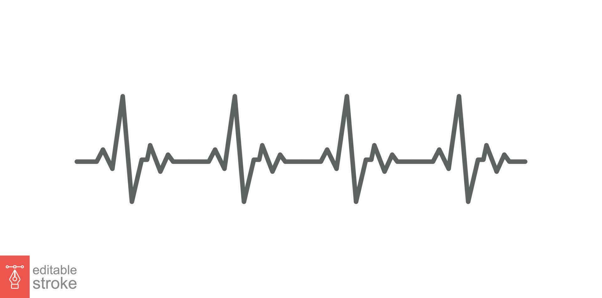 Heart cardiogram icon. Simple outline style. Heartbeat, pulse, ecg, ekg, electrocardiogram, medical concept. Thin line symbol. Vector illustration isolated on white background. Editable stroke EPS 10.