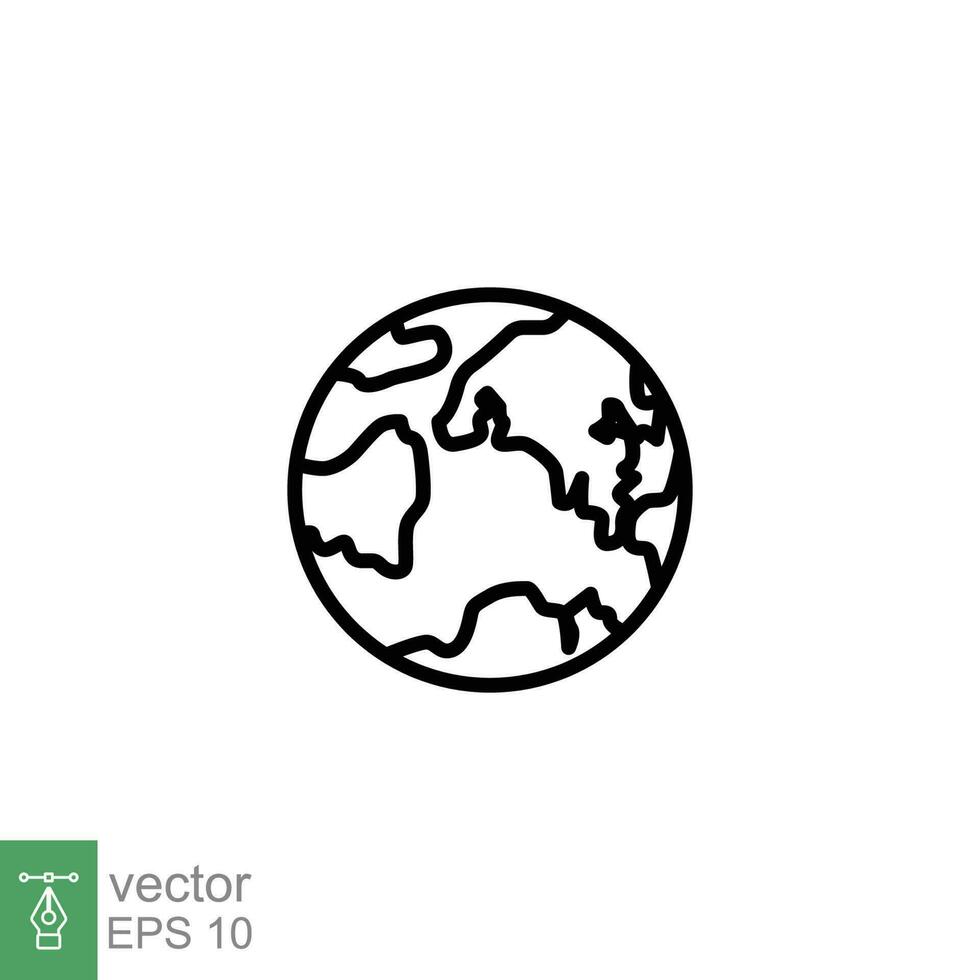 mundo planeta icono. sencillo contorno estilo. globo, tierra, mapa, pictograma, web, geografía concepto. Delgado línea símbolo. vector ilustración aislado en blanco antecedentes. eps 10