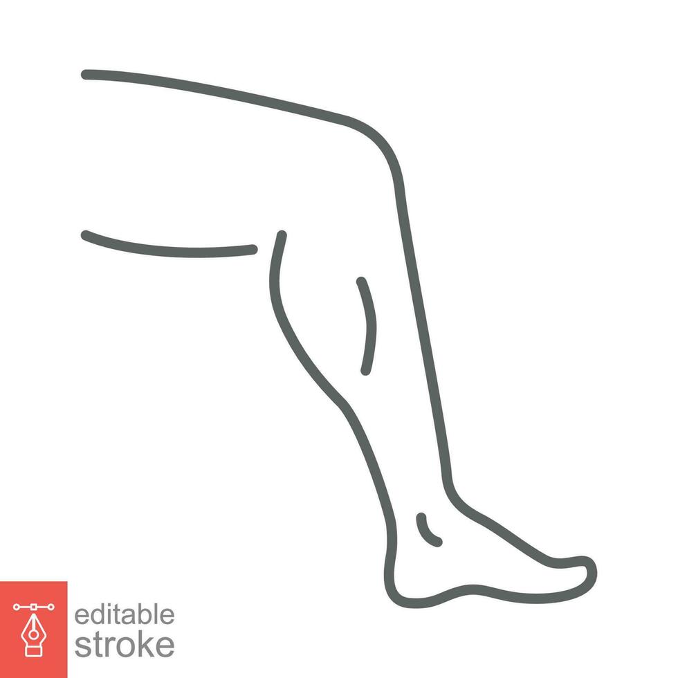 Leg icon. Simple outline style. Human foot, ankle, medical, organs concept. Thin line symbol. Vector illustration isolated on white background. Editable stroke EPS 10.