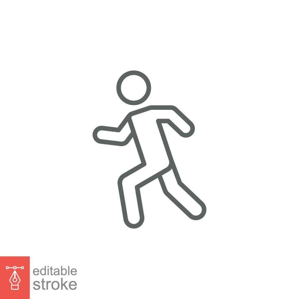 hombre corriendo icono. sencillo contorno estilo. corredor, gente, maratón, correr, pista, atleta, deporte concepto. Delgado línea símbolo. vector ilustración aislado en blanco antecedentes. editable carrera eps 10