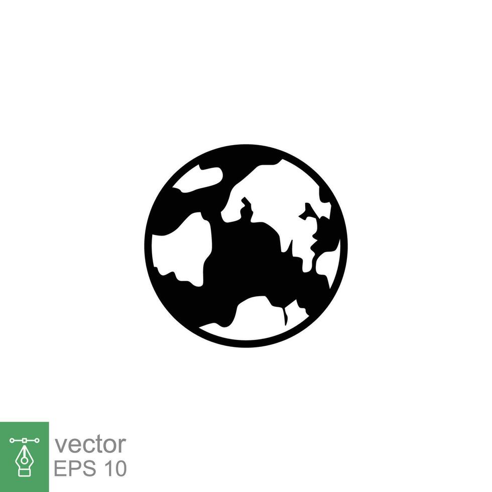 mundo planeta icono. sencillo sólido estilo. globo, tierra, mapa, pictograma, web, geografía concepto. negro silueta, glifo símbolo. vector ilustración aislado en blanco antecedentes. eps 10