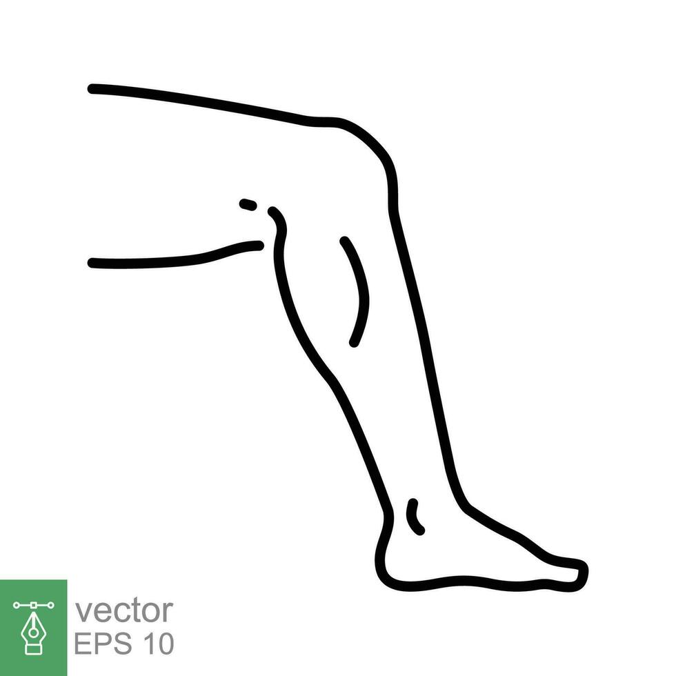 Leg icon. Simple outline style. Human foot, ankle, medical, organs concept. Thin line symbol. Vector illustration isolated on white background. EPS 10.