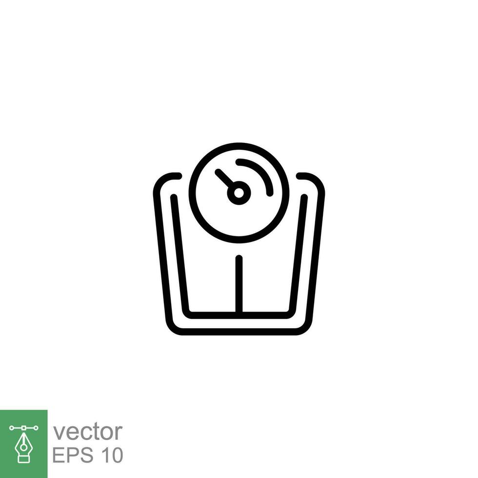 Weight scale icon. Simple outline style. Weight loss, body balance, overweight, dial, healthy, diet, measurement concept. Thin line symbol. Vector illustration isolated on white background. EPS 10.