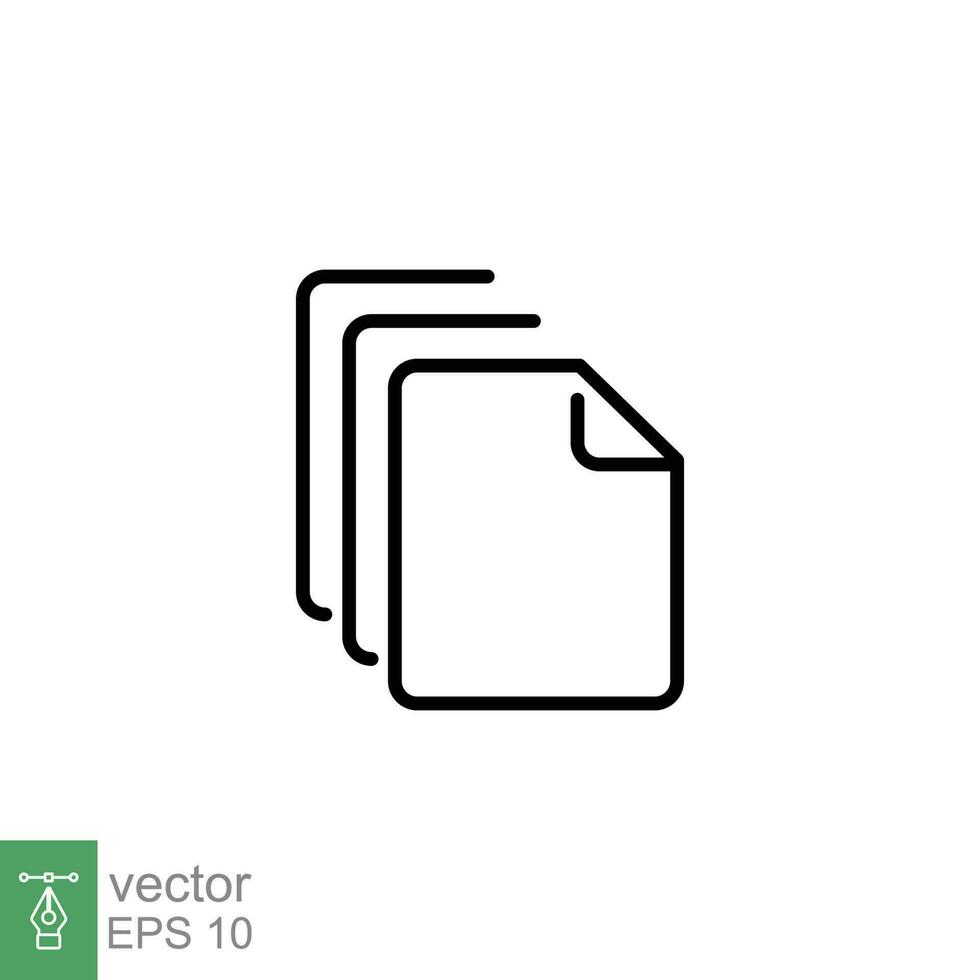 Document icon. Simple outline style. Copy, paper, blank, file, doc, folio, page, business concept. Thin line symbol. Vector illustration isolated on white background. EPS 10.