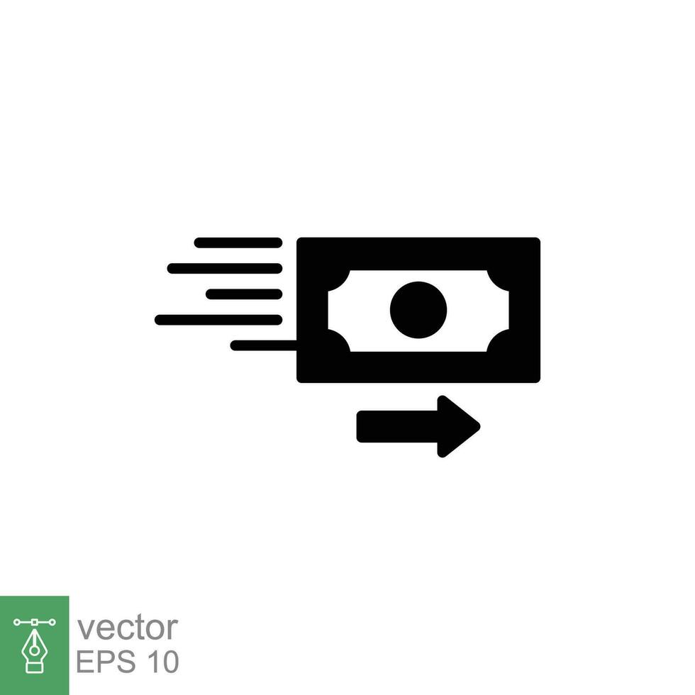 Money transfer icon. Simple solid style. Deposit, cash, fast payment, pound, atm, business concept. Black silhouette, glyph symbol. Vector symbol illustration isolated on white background. EPS 10.