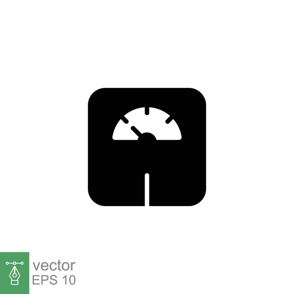 Weight scale icon. Simple solid style. Weight loss, body balance, overweight, dial, diet, measurement concept. Black silhouette, glyph symbol. Vector illustration isolated on white background. EPS 10.