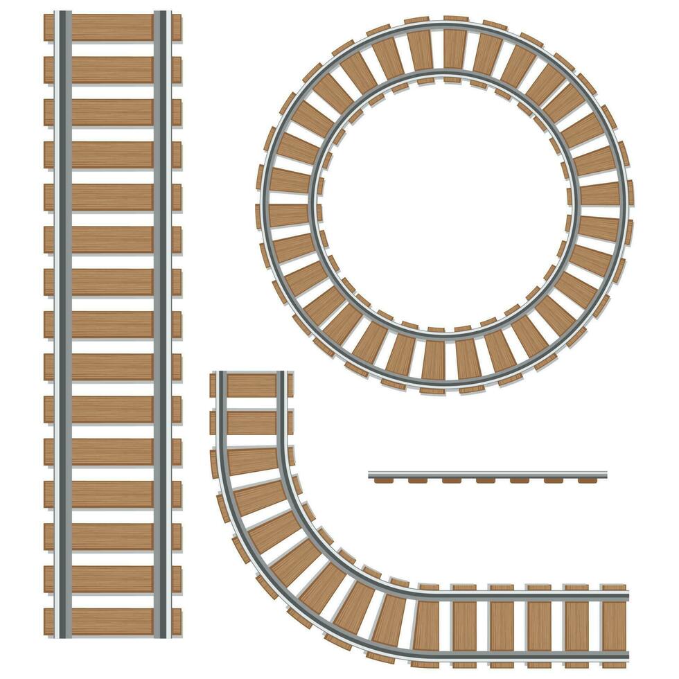 un conjunto de ferrocarril pistas aislado vector elementos de un ferrocarril, rieles de ferrocarril rutas