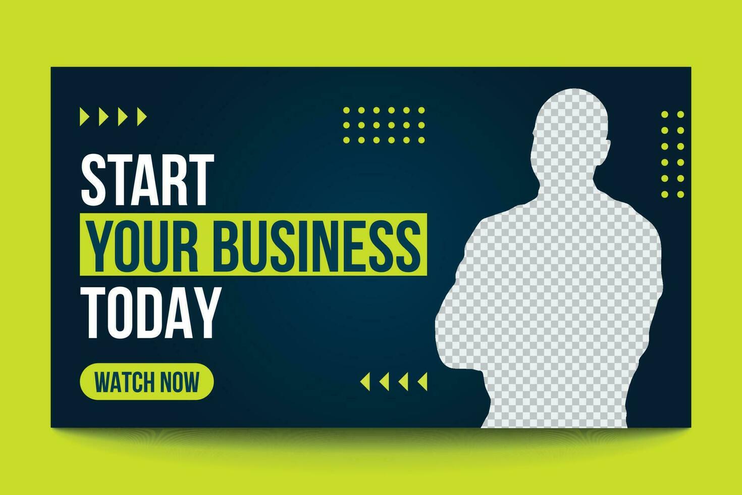 Modern business video thumbnail web banner template, editable vector template, top 10 online business