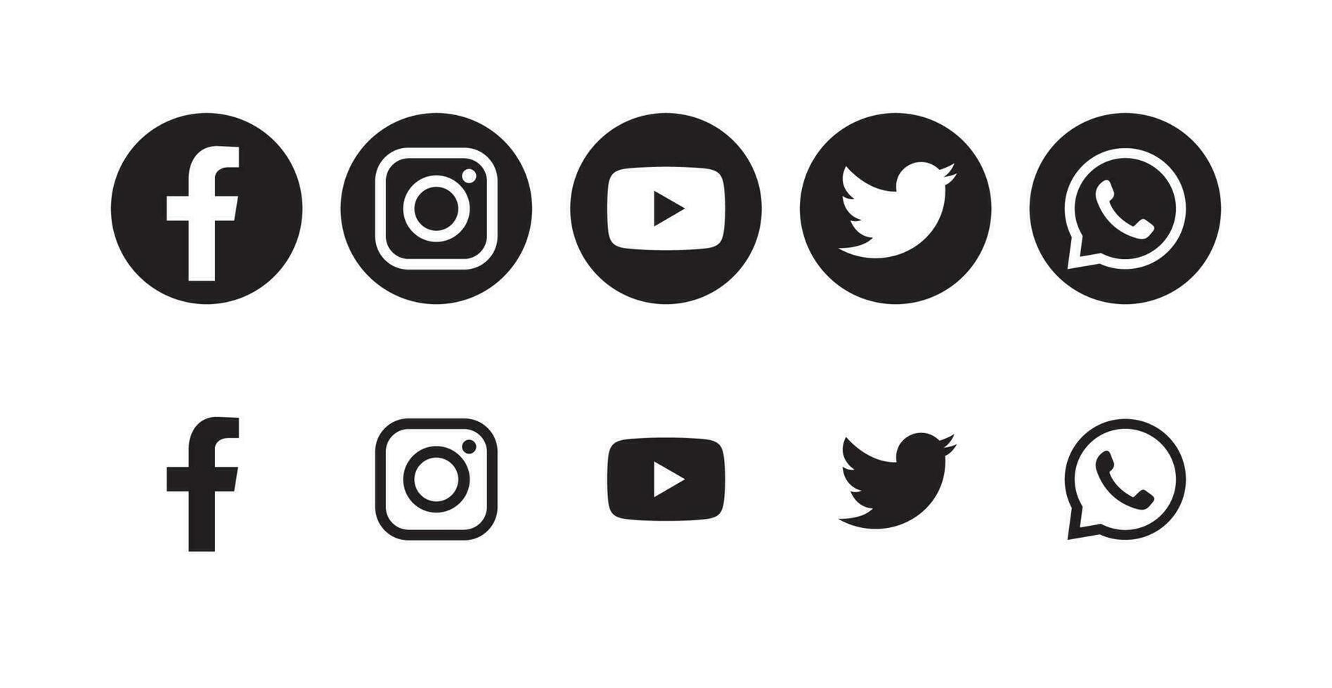 Set of popular social media icons vector