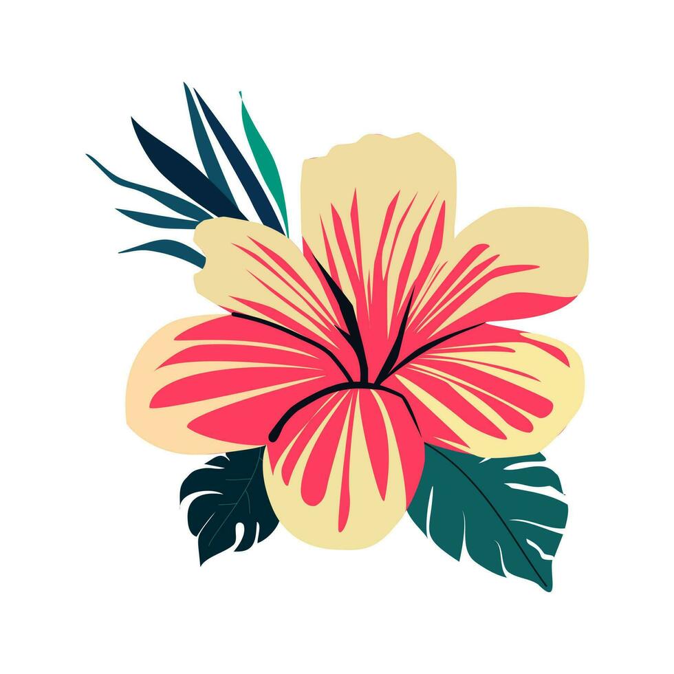 Hibiscus flower. Vector illustration in flat style. Isolated on white background.