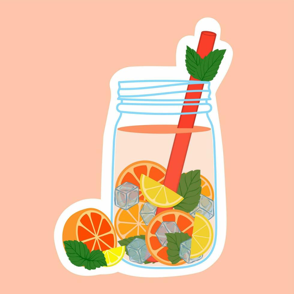 Frash lemonade with lemon, orange and grapfruit. Orange, grapefruit, lemon. vector