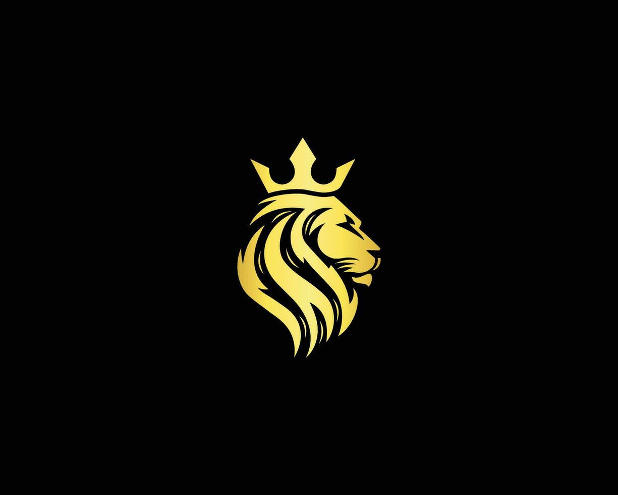 Premium Luxury Royal King Lion Crown Symbols Elegant Gold Leo Animal Logo Design. Brand Identity Icon. Vector Template Illustration.