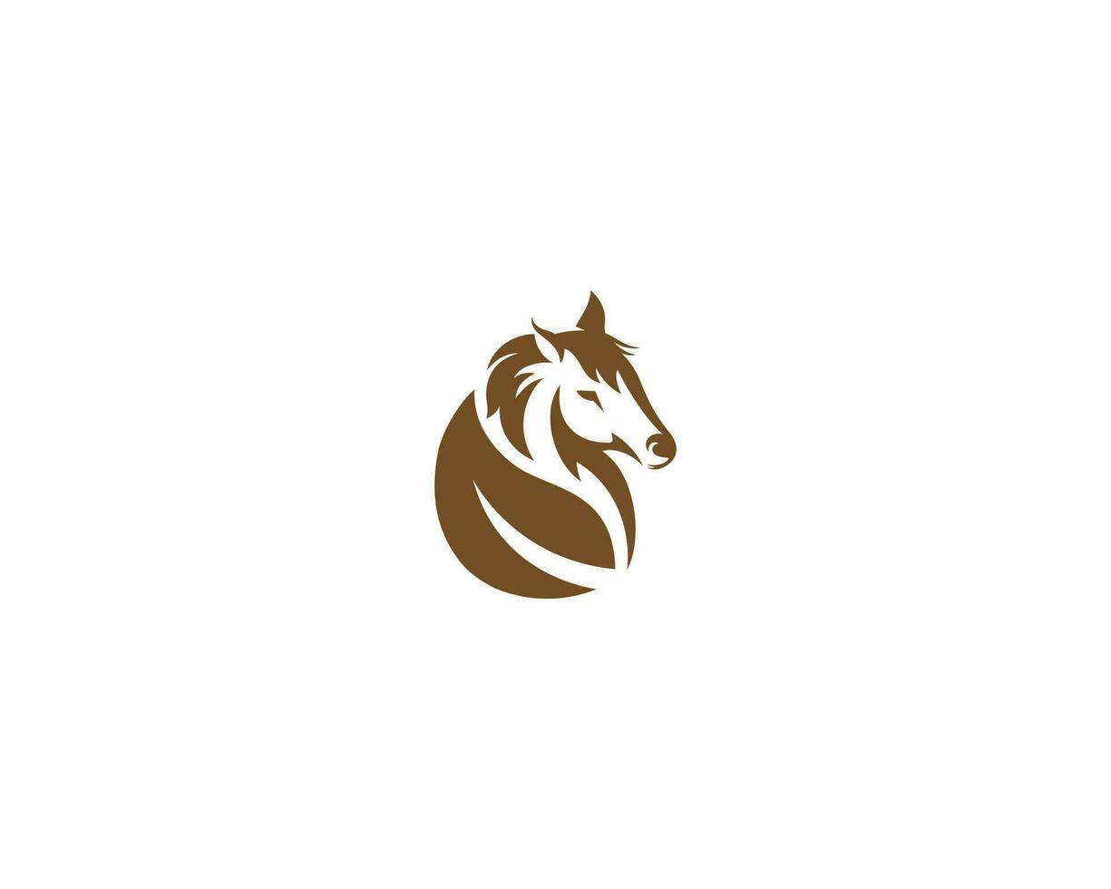 caballo cabeza y hoja creativo logo diseño concepto vector ilustración.
